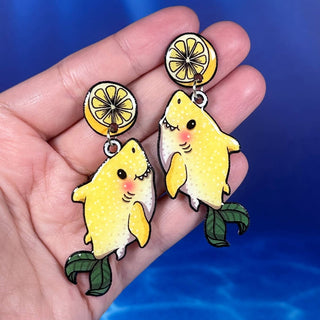 Lemon Shark Dangle Earrings, Coastal & Lightweight