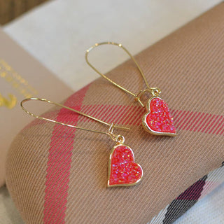 StarryNYC - Uneven Heart Resin Druzy Kidney Wire Dangle Earrings: Turquoise