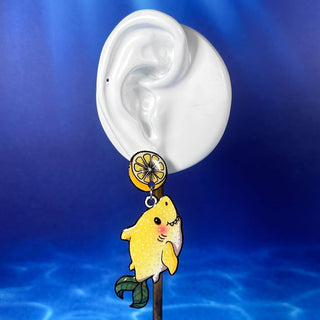 Lemon Shark Dangle Earrings, Coastal & Lightweight