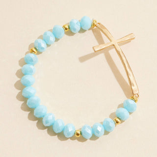 Frem - Glass Beaded Bracelet with Cross Charm: OP / ONE