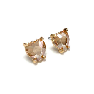 StarryNYC - Glass Crystal Heart 4 Prong Post Stud Earrings: NEON-FUCHSIA