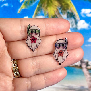 Sea Pixie Designs - Scuba Snorkel Ghost Summerween Stud Earrings