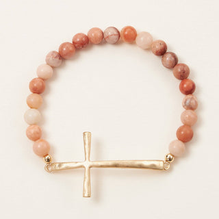 Frem - Metal Cross Pendant Natural Stone Bracelet: DAL / One / WB1001