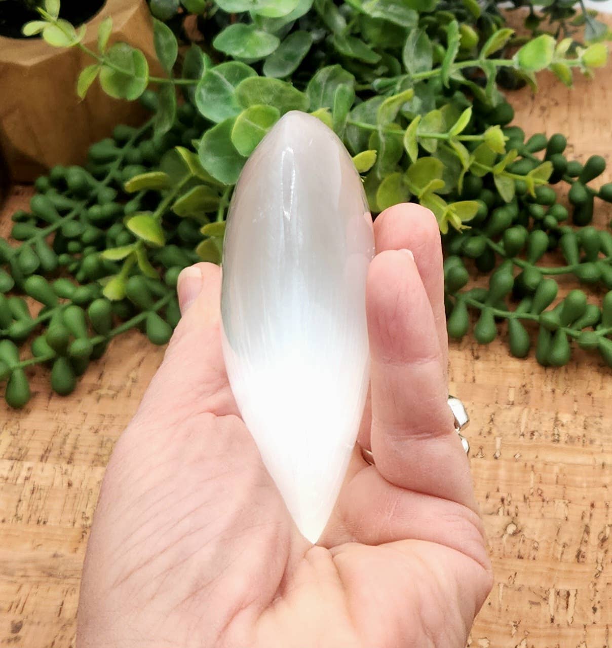 Selenite Plain Puffy Heart Approx. (10 x 2.5cm) Cleansing