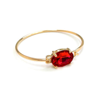 StarryNYC - High Quality Glass Crystal Oval Stone Cuff Metal Bangle: AQUA-AB