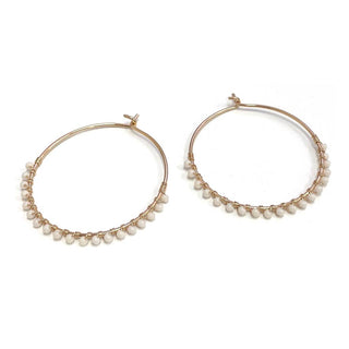 StarryNYC - Dainty Color Seed Bead Round Wire Hoop Earrings: Green