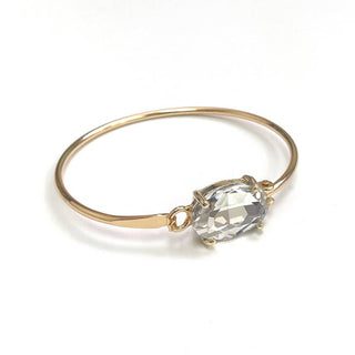 StarryNYC - High Quality Glass Crystal Oval Stone Cuff Metal Bangle: AQUA-AB