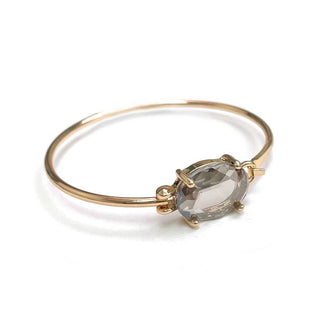 StarryNYC - High Quality Glass Crystal Oval Stone Cuff Metal Bangle: SILVER-AB