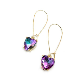 StarryNYC - Heart Glass Charm with Kidney Wire Dangle Earrings: Lavender-AB