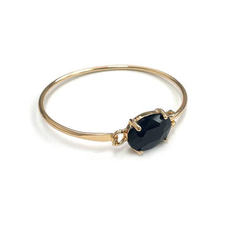 StarryNYC - High Quality Glass Crystal Oval Stone Cuff Metal Bangle: AQUA-AB