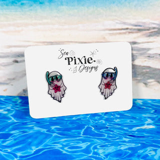 Sea Pixie Designs - Scuba Snorkel Ghost Summerween Stud Earrings