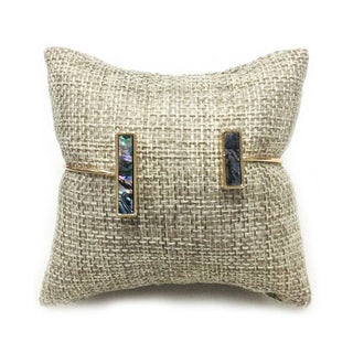StarryNYC - Semi Precious Stone Brass Wire Open Cuff Bracelet Bangle: Abalone