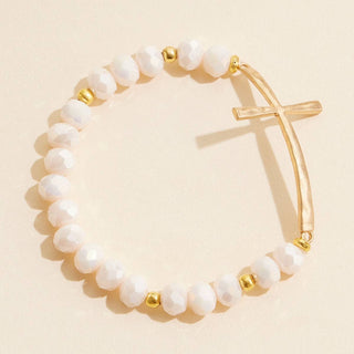 Frem - Glass Beaded Bracelet with Cross Charm: OP / ONE