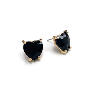 StarryNYC - Glass Crystal Heart 4 Prong Post Stud Earrings: NEON-FUCHSIA