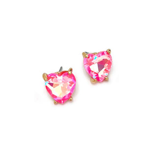 StarryNYC - Glass Crystal Heart 4 Prong Post Stud Earrings: RED