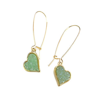 StarryNYC - Uneven Heart Resin Druzy Kidney Wire Dangle Earrings: Neon Coral
