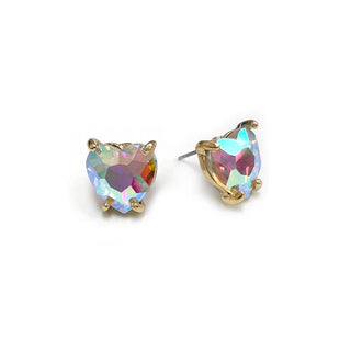 StarryNYC - Glass Crystal Heart 4 Prong Post Stud Earrings: NEON-FUCHSIA