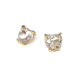 StarryNYC - Glass Crystal Heart 4 Prong Post Stud Earrings: RED