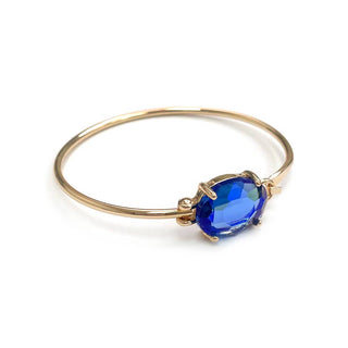 StarryNYC - High Quality Glass Crystal Oval Stone Cuff Metal Bangle: AQUA-AB