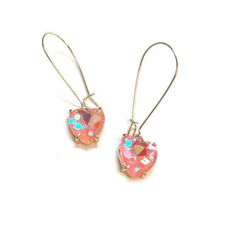 StarryNYC - Heart Glass Charm with Kidney Wire Dangle Earrings: Red