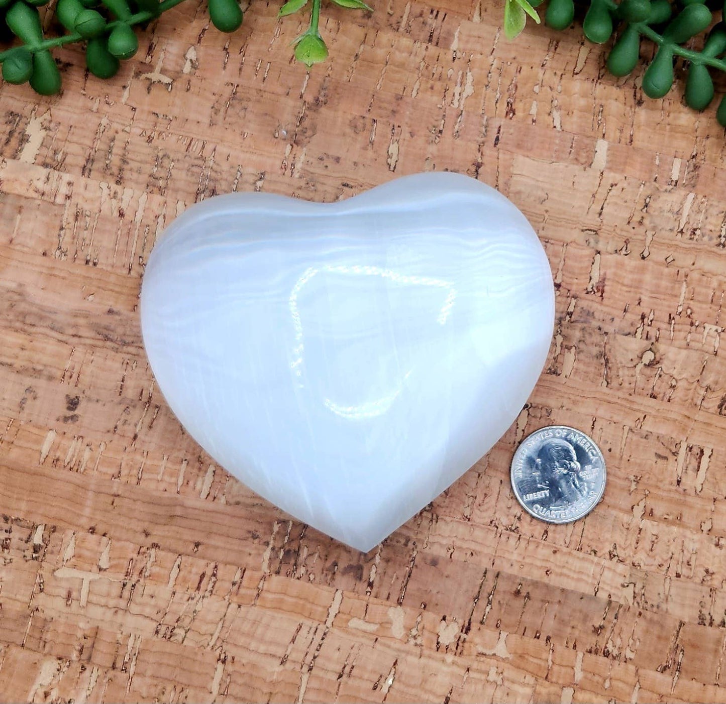 Selenite Plain Puffy Heart Approx. (10 x 2.5cm) Cleansing